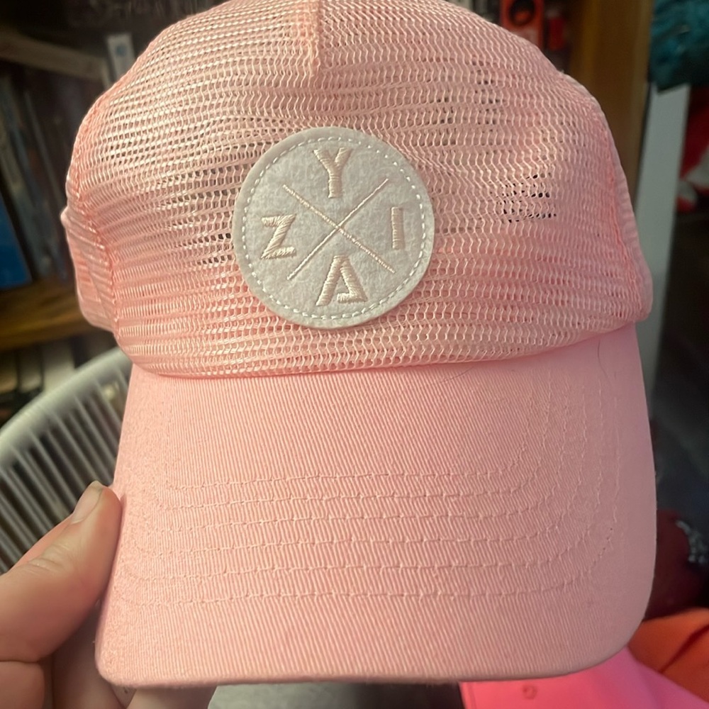 Pink zyia trucker hat